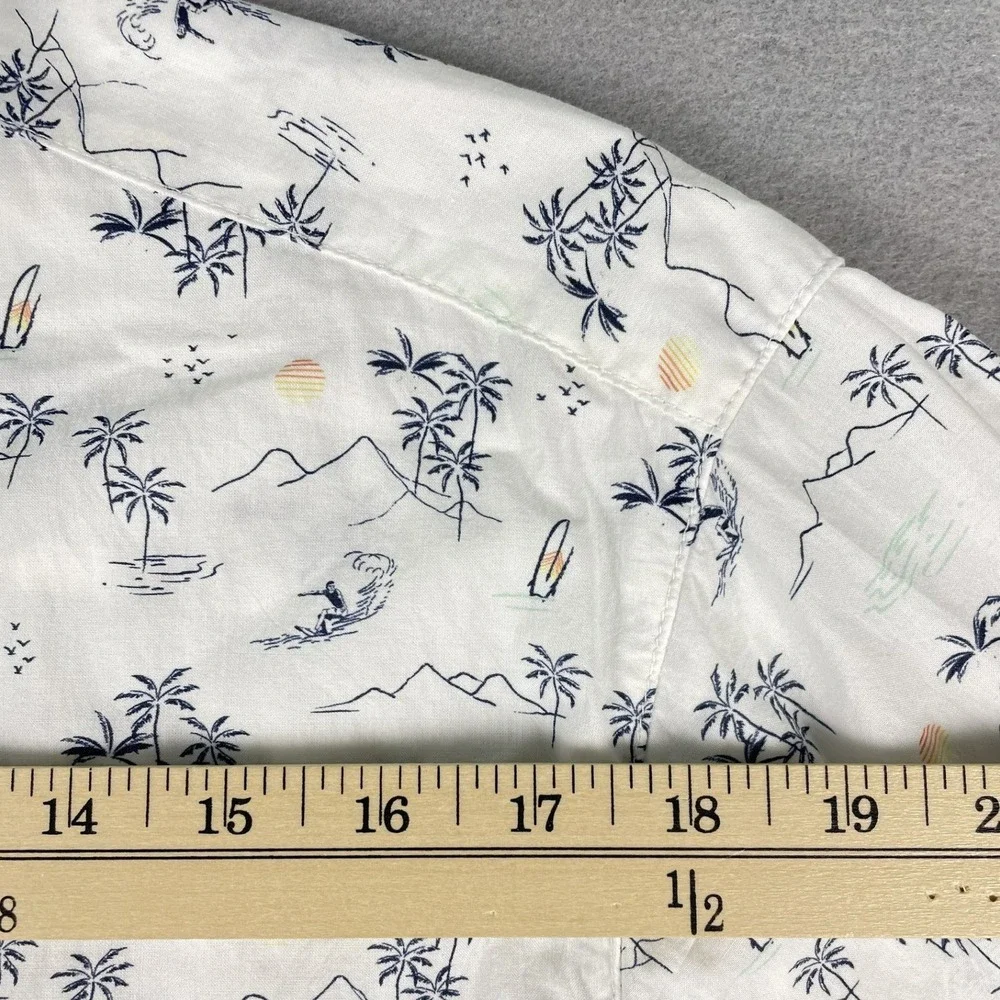 Marine Layer Button Down Mens XL White Surf Print Short Slv Casual Shirt Beach - Picture 8 of 11